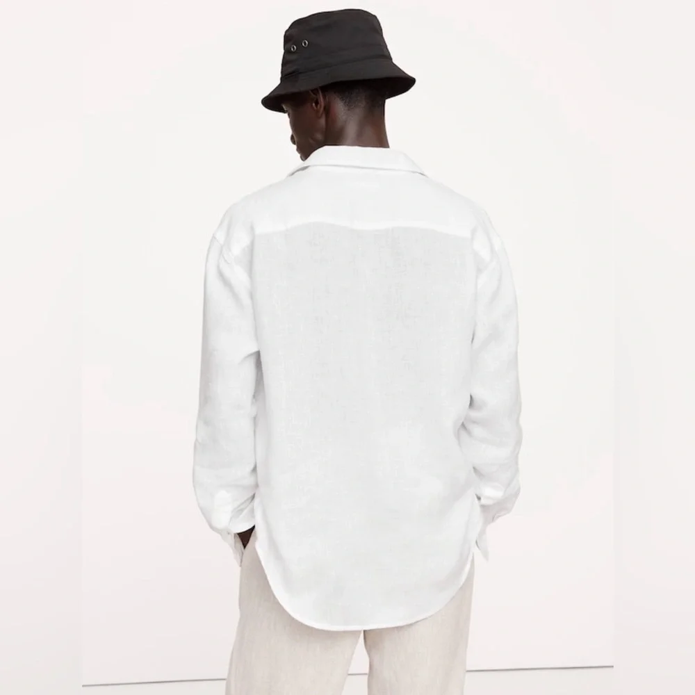 NWT Banana Republic Relaxed Fit White Linen Shirt Sz Large (#766367)